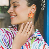 Boucles d'oreilles puces - fleur de lys Tigrée