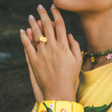 Bague FacetoFace hibiscus et coccinelle