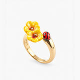 Anillo FacetoFace de hibisco y mariquita