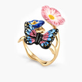 Bague papillon de nuit et roses célestes