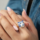Bague tigre bleu