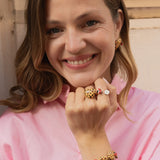 Leopard print heart ring