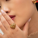 Leopard print heart ring