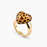 Leopard print heart ring