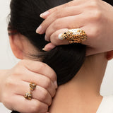 Leopard Reclining Hammered Ring