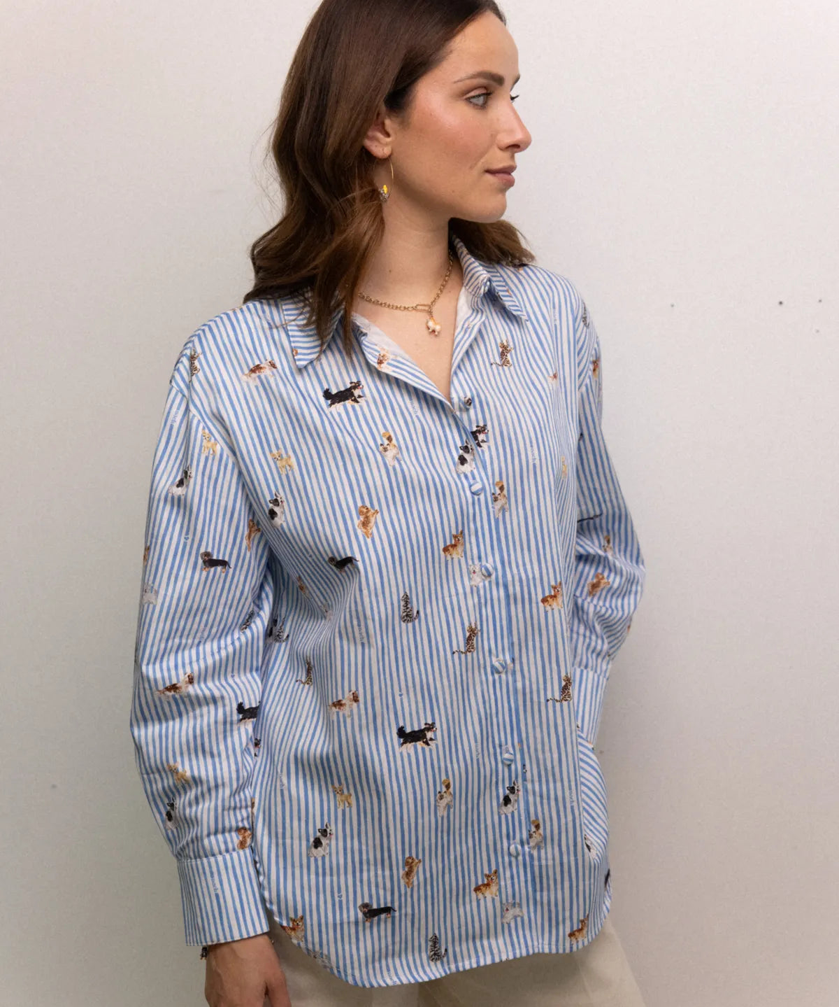 Striped Oversized Shirt - Like Cat and Dog