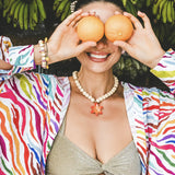 Collier perles fleur de Lys Tigrée