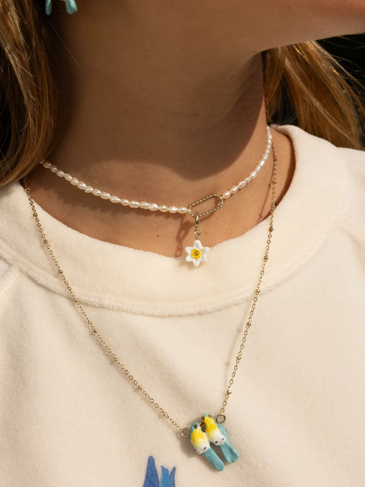 Collier Oiseaux Amoureux – Paruline Bleues