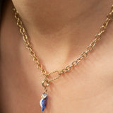 Dije de búho azul y dorado