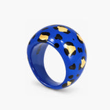 Bague léopard bleu et doré