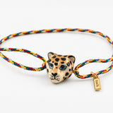 Bracelet cordon multicolore léopard