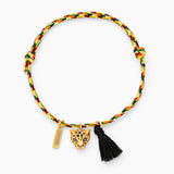 Multicolored leopard cord bracelet with tassel