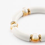 Bracelet perles blanches coquillage