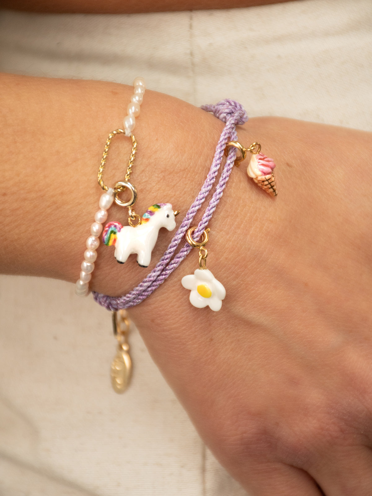 Bracelet cordon violet personnalisable  - Mix and match