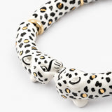 White and gold leopard print kiss bracelet