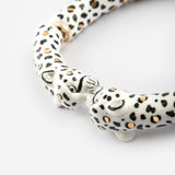 White and gold leopard kiss bracelet