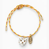 Bracelet cordon léopard blanc et doré