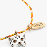 Bracelet cordon léopard blanc et doré