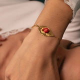 Snail on hazel leaf bracelet