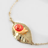 Snail on hazel leaf bracelet