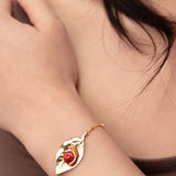 Snail on hazel leaf bracelet