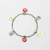 Anemone flower beaded bracelet
