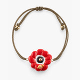 Bracelet cordon irisé anémone rouge