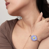 Iridescent anemone flower cord bracelet
