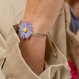 Iridescent anemone flower cord bracelet