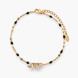 Beaded and leopard print bracelet