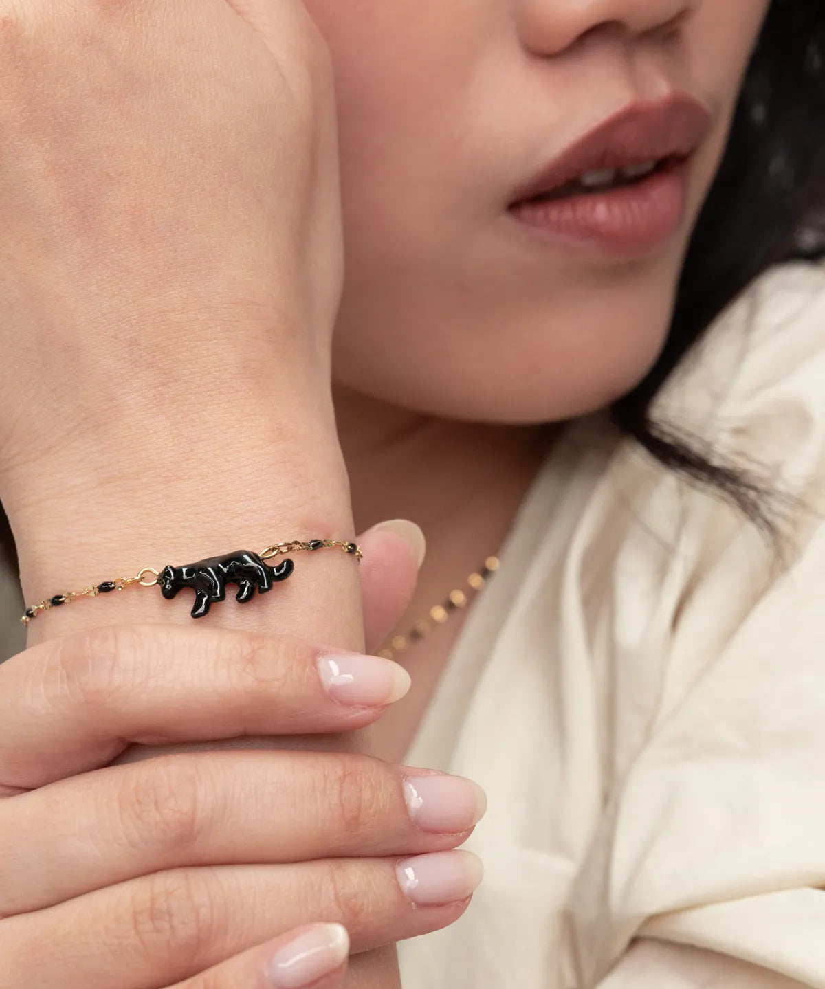 Bracelet perles et panthère