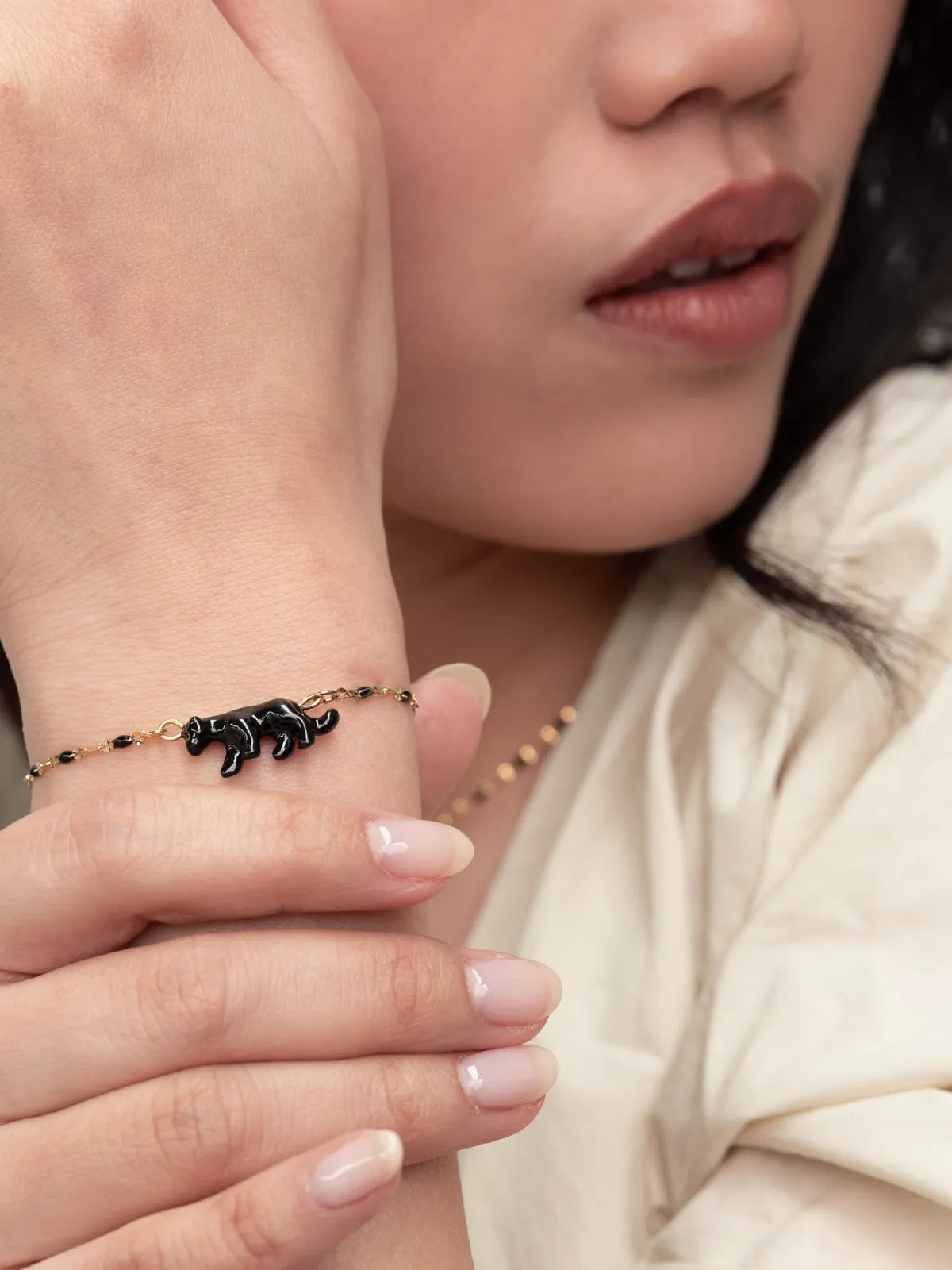 Bracelet perles et panthère