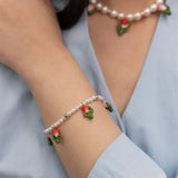 Bracelet Tulipes et perles blanches