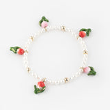 Bracelet Tulipes et perles blanches