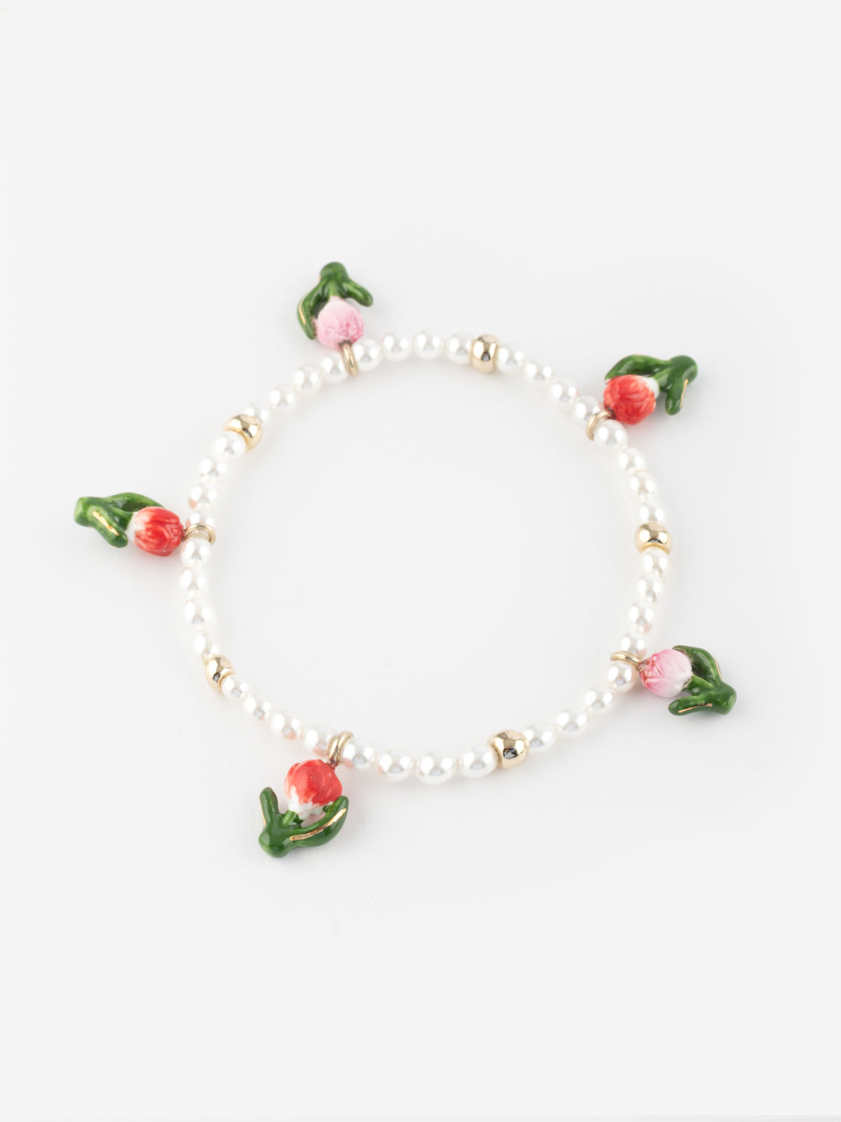Tulip and white pearl bracelet – NACH BIJOUX
