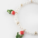 Bracelet Tulipes et perles blanches