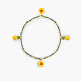 Hematite, hibiscus and pineapple bead bracelet