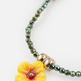 Hematite, hibiscus and pineapple bead bracelet