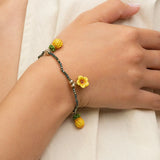 Hematite, hibiscus and pineapple bead bracelet