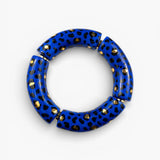 Maxi bracelet léopard bleu et doré