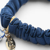 Bracelet chouchou bleu, soie et tigre
