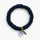 Bracelet chouchou bleu, soie et tigre