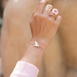 Bracelet perles rose et colombe