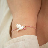 Bracelet perles rose et colombe