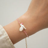 Bracelet perles rose et colombe