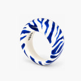 Bague zèbre bleu et blanc