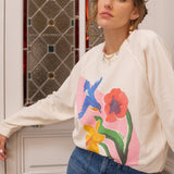 Blue Warbler and Flowers Bird Sweatshirt