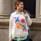 Blue Warbler and Flowers Bird Sweatshirt