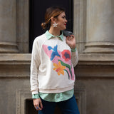Blue Warbler and Flowers Bird Sweatshirt