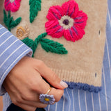 Sleeveless vest embroidered with anemones